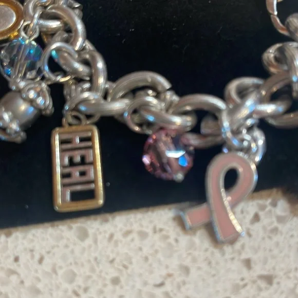 Brighton Retired 2006 Power of Pink Silver Charm Bracelet EUC - Picture 2 of 9